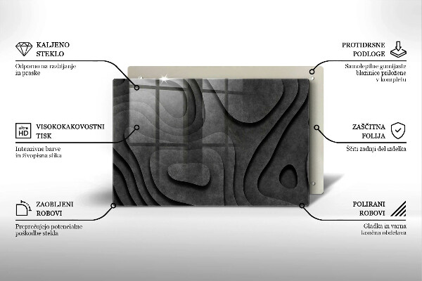 Kuchynská doska zo skla 3D tvary kameňov