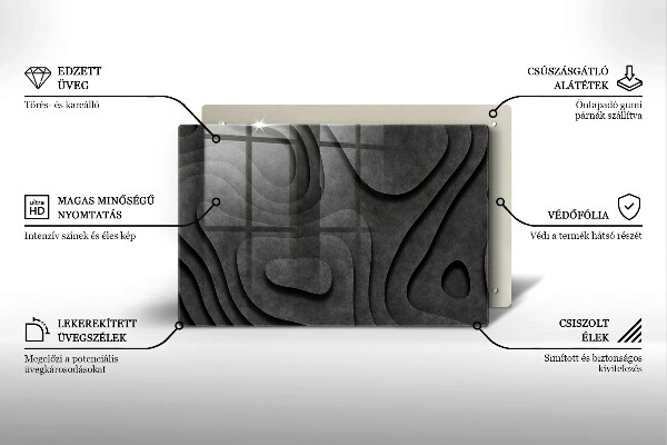 Kuchynská doska zo skla 3D tvary kameňov