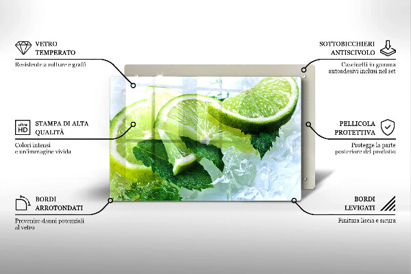 Kuchynská doska zo skla Limetková mäta a ľad