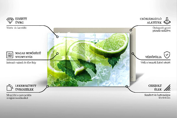 Kuchynská doska zo skla Limetková mäta a ľad