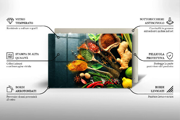 Kuchynská doska zo skla Lyžičky kuchynského korenia
