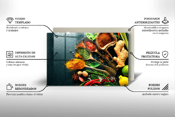 Kuchynská doska zo skla Lyžičky kuchynského korenia