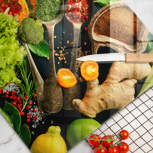 Kuchynská doska zo skla Lyžičky kuchynského korenia