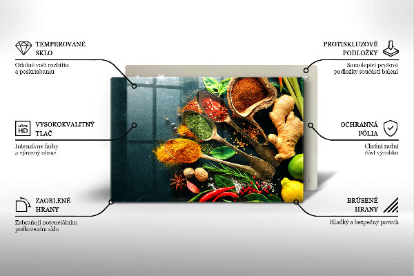 Kuchynská doska zo skla Lyžičky kuchynského korenia