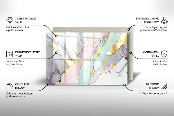 Kuchynská doska zo skla Pastelový mramor