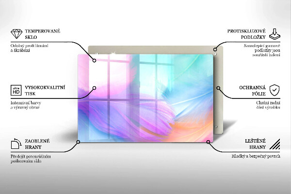 Kuchynská doska zo skla Pastelové perie