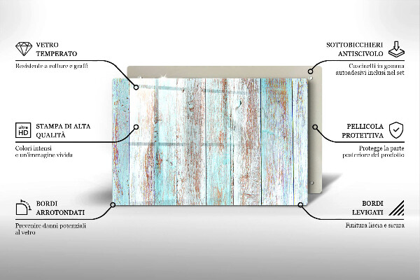 Kuchynská doska zo skla Staré vintage dosky