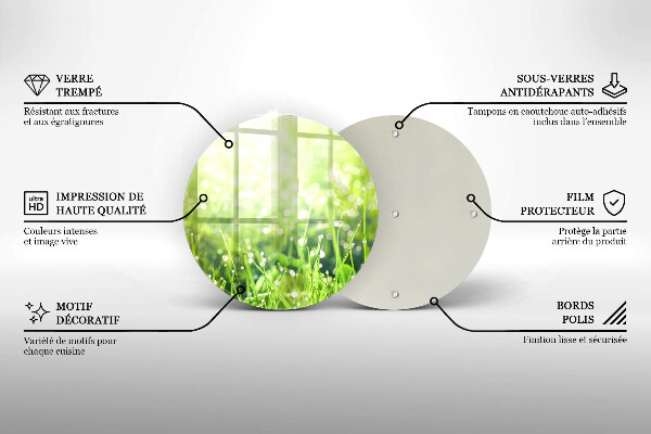 Kuchynská doska zo skla Príroda - tráva a rosa