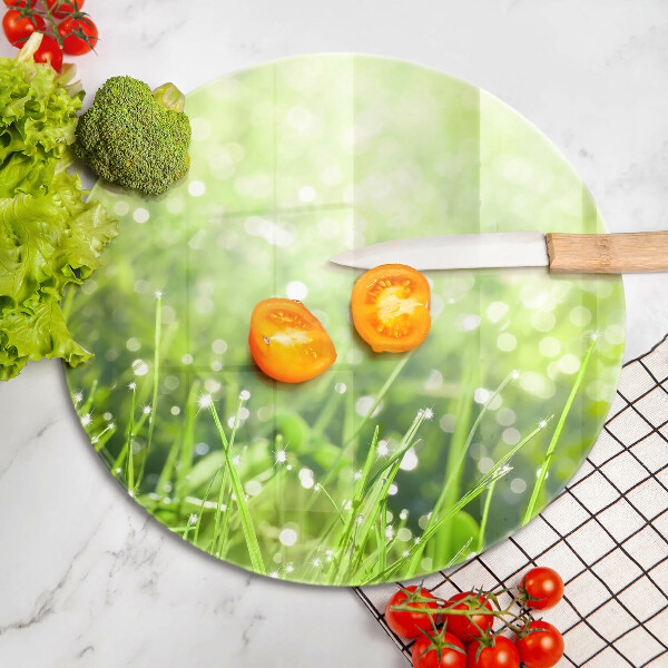 Kuchynská doska zo skla Príroda - tráva a rosa