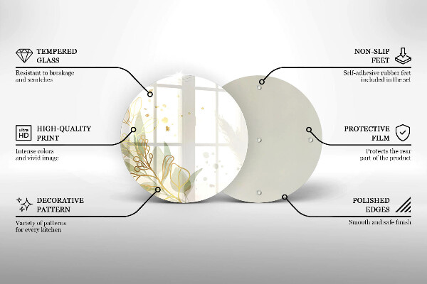 Kuchynská doska veľká zo skla Akvarel a zlaté listy