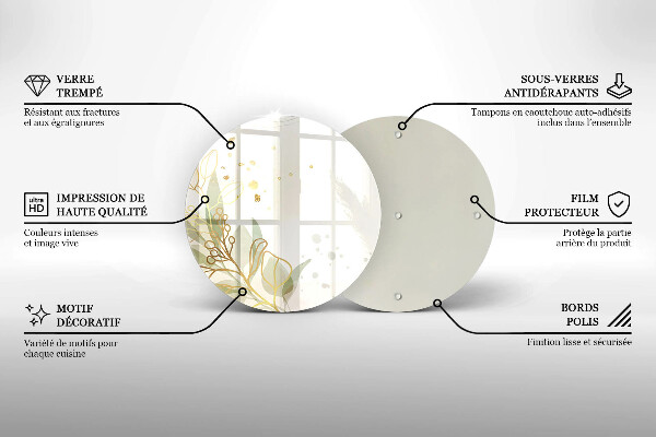 Kuchynská doska veľká zo skla Akvarel a zlaté listy