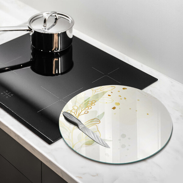 Kuchynská doska veľká zo skla Akvarel a zlaté listy