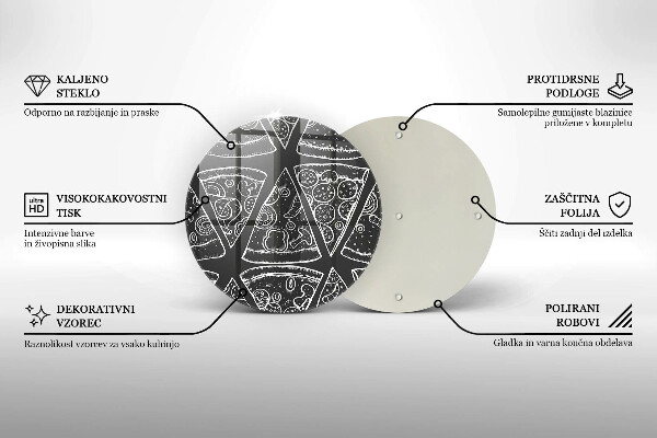 Kuchynská doska veľká zo skla Pizza ilustrácie