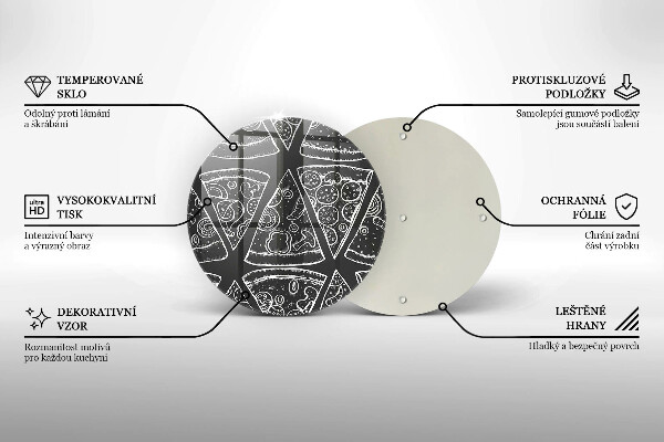 Kuchynská doska veľká zo skla Pizza ilustrácie