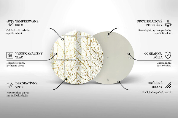 Kuchynská doska zo skla Line-art listov vzor