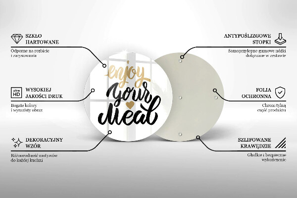 Kuchynská doska zo skla Nápis Enjoy your meal