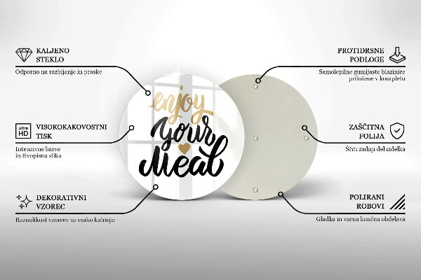 Kuchynská doska zo skla Nápis Enjoy your meal