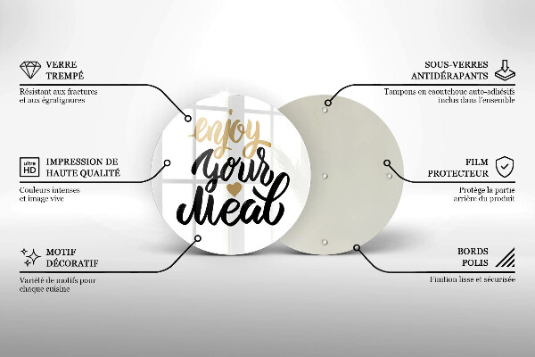 Kuchynská doska zo skla Nápis Enjoy your meal