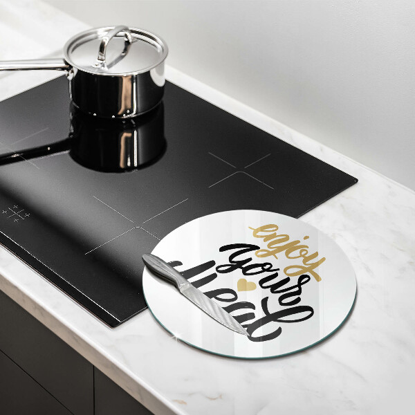 Kuchynská doska zo skla Nápis Enjoy your meal