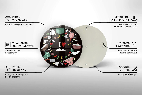 Kuchynská doska zo skla Ilustrácia Milujem kuchyňu