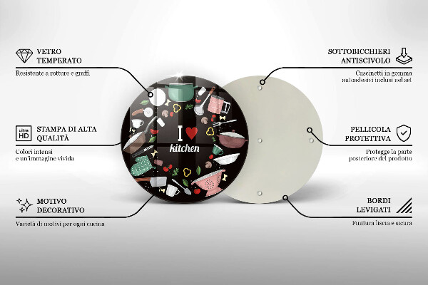 Kuchynská doska zo skla Ilustrácia Milujem kuchyňu