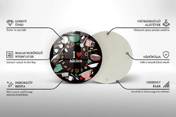 Kuchynská doska zo skla Ilustrácia Milujem kuchyňu