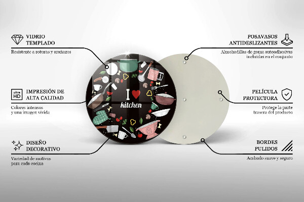 Kuchynská doska zo skla Ilustrácia Milujem kuchyňu