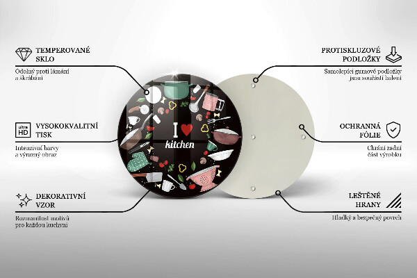 Kuchynská doska zo skla Ilustrácia Milujem kuchyňu