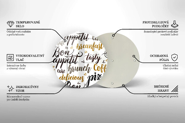 Kuchynská doska veľká zo skla Bon Appetit titulky