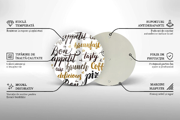 Kuchynská doska veľká zo skla Bon Appetit titulky