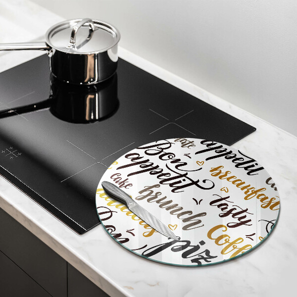 Kuchynská doska veľká zo skla Bon Appetit titulky