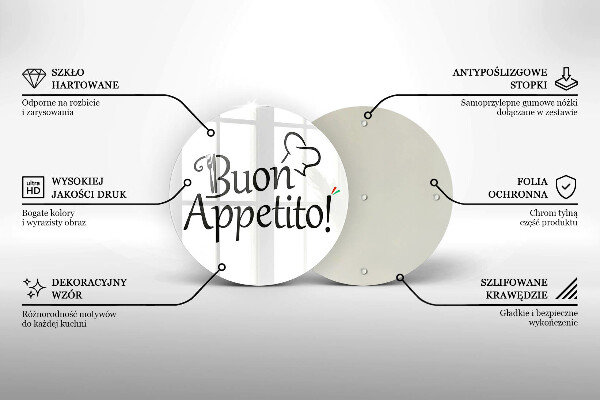 Kuchynská doska veľká zo skla Buon Appetito!