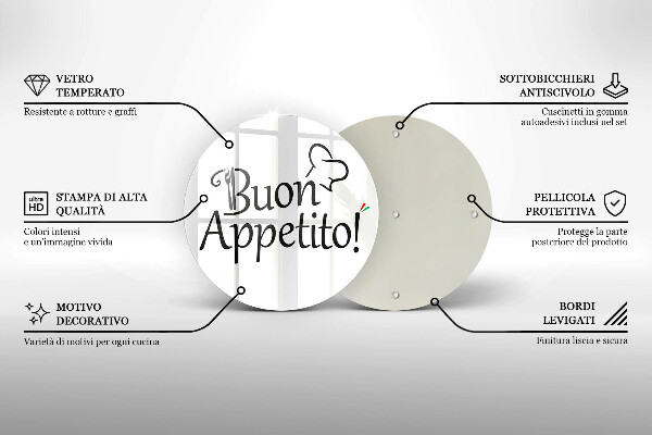 Kuchynská doska veľká zo skla Buon Appetito!