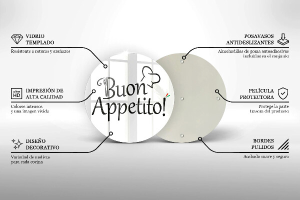 Kuchynská doska veľká zo skla Buon Appetito!