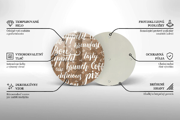 Kuchynská doska veľká zo skla Bon Appetit titulky