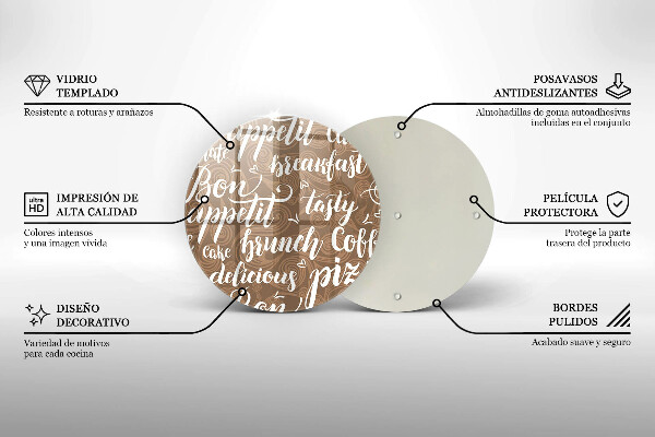 Kuchynská doska veľká zo skla Bon Appetit titulky