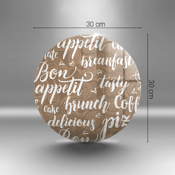 Kuchynská doska veľká zo skla Bon Appetit titulky