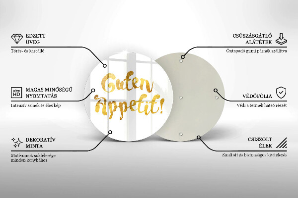 Kuchynská doska veľká zo skla Guten Appetit!