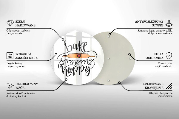 Kuchynská doska zo skla Bake someone happy