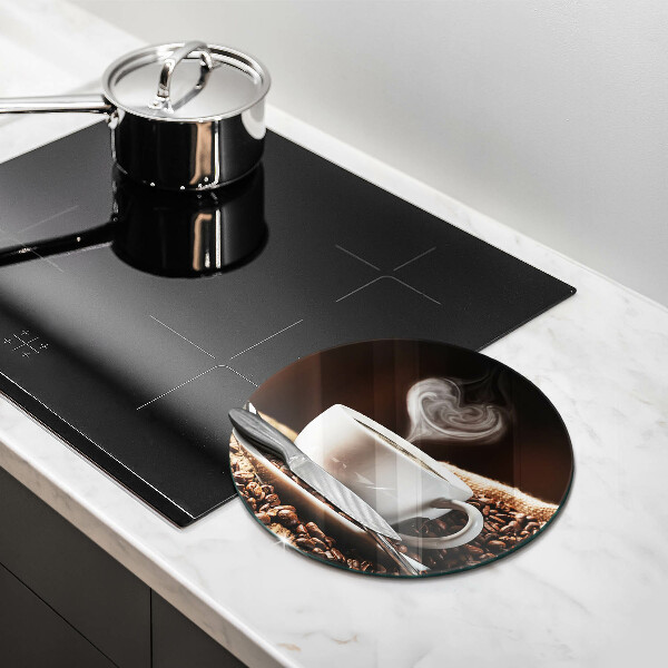 Kuchynská doska veľká zo skla Káva a šálka