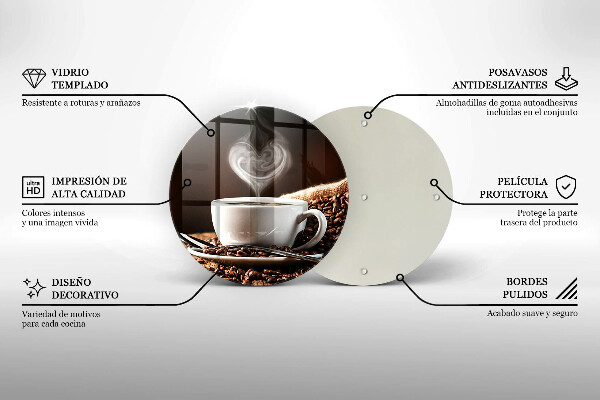 Kuchynská doska veľká zo skla Káva a šálka