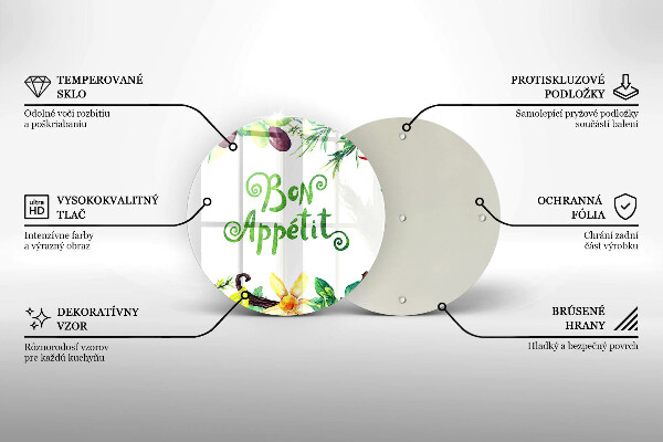 Kuchynská doska veľká zo skla Nápis Bon Appetit