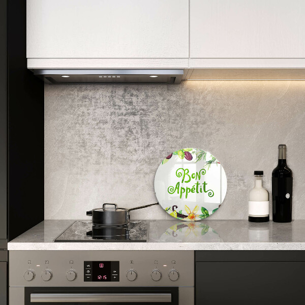 Kuchynská doska veľká zo skla Nápis Bon Appetit