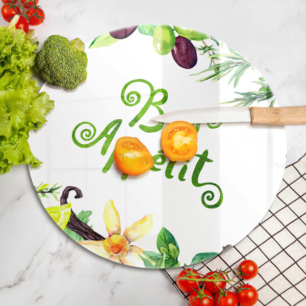 Kuchynská doska veľká zo skla Nápis Bon Appetit