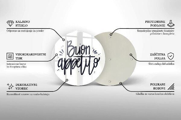 Kuchynská doska veľká zo skla Buon Appetito