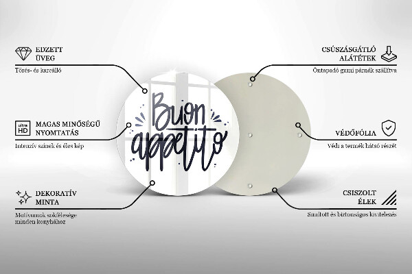 Kuchynská doska veľká zo skla Buon Appetito