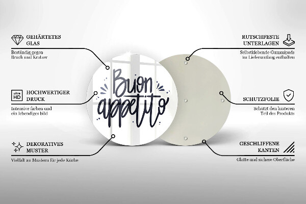 Kuchynská doska veľká zo skla Buon Appetito