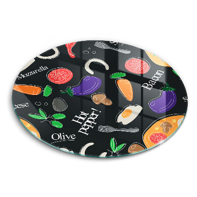 Kuchynská doska zo skla Jedlo ilustrácie