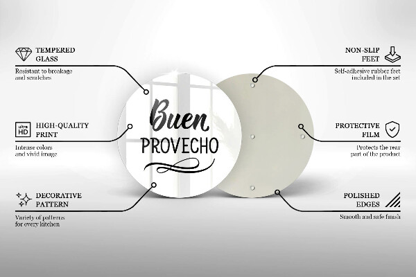 Kuchynská doska veľká zo skla Buen provecho