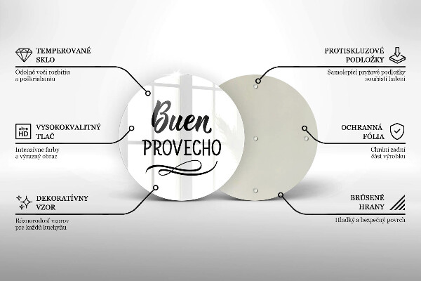 Kuchynská doska veľká zo skla Buen provecho